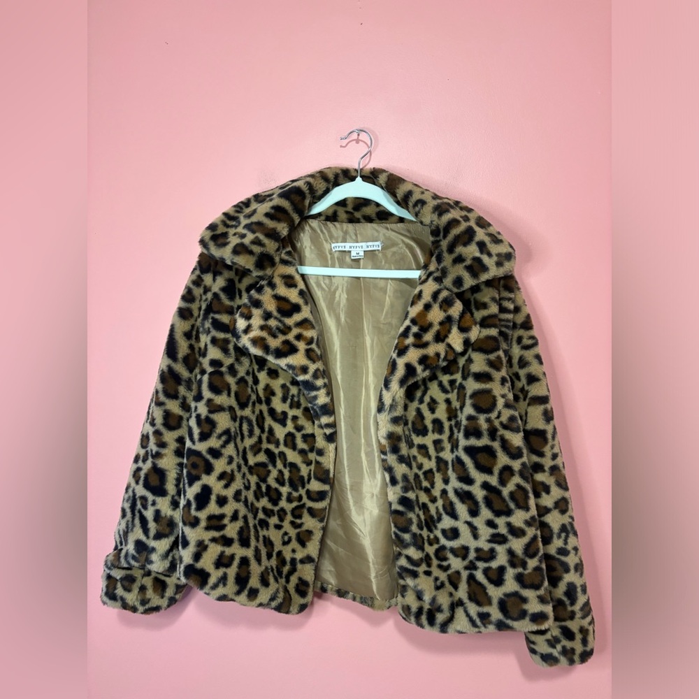 Y2k Style Fuzzy Leopard Print Coat - image 1